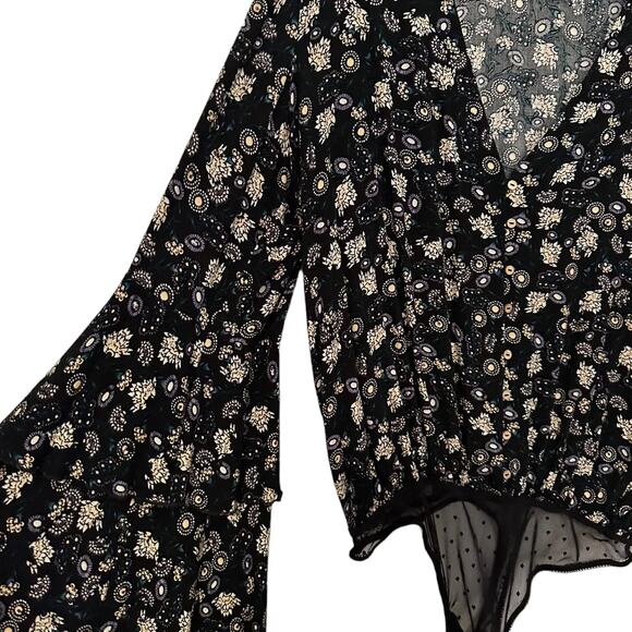 NWT - Free People Intimately Body Suit Black Floral Size: XS - Picture 5 of 6